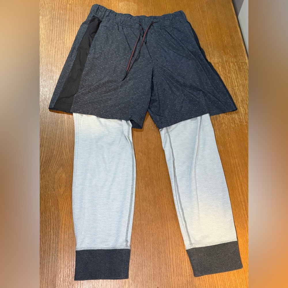 Lululemon Large One Two Joggers Shorts Herringbone Gray Athletic Running Sport